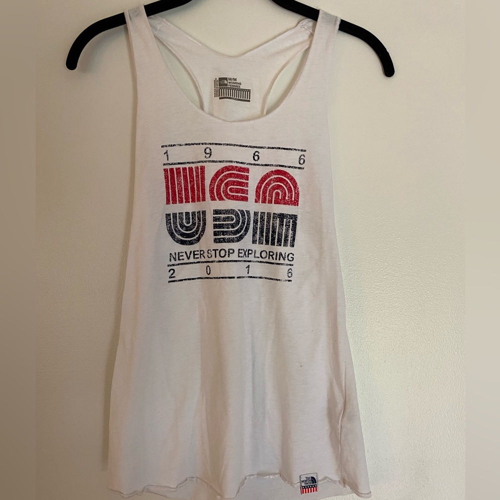 North Face White Tank Top with USA Graphic